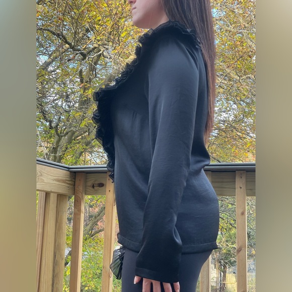 DRIES VAN NOTEN Castilla Bis Black Ruffle Blouse Women’s Size 40 (Medium) - Picture 3 of 10